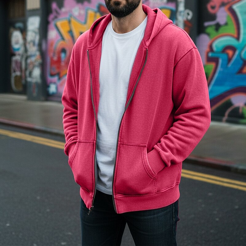 Men's Pullover Hoodie Sweatshirt Distressed Hoodie Apricot Black Pink Coffee Gray Hooded Plain Pocket Daily Going out Streetwear 100% Cotton Vintage Retro Casual Fall & Winter Clothing Apparel Hoodies4