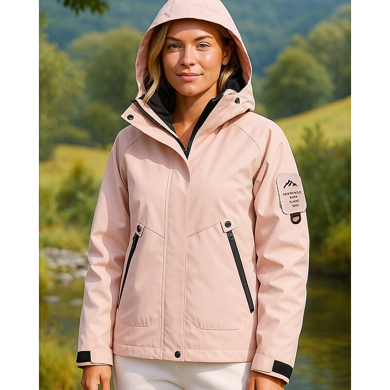 Women's Windbreaker Softshell Jacket Hiking Jacket Outdoor Waterproof Windproof Hiking Outfits Hiking Clothes Spring Autumn / Fall Top Fishing Camping / Hiking / Caving Running Solid Color Pink3
