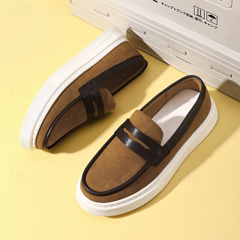 Men's Two-Tone Casual Loafers with White Sole – Stylish Slip-On Shoes for Office, Travel and Weekend Outfits4