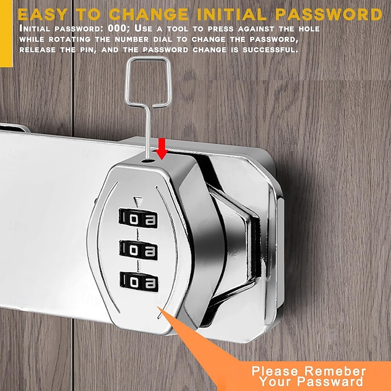 Combination Lock for Wooden Cabinet 3-Digit Password Code Hasp Latch Lock Twist Knob Drawer Cupboard Locker Gun-Safe Closet Box4