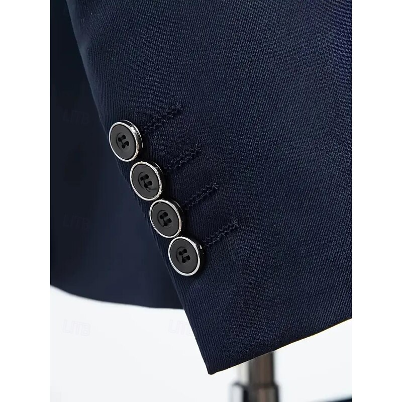 Men's Wedding Wedding Suits Notch Lapel Black Burgundy Dress Solid Colored Standard Fit 3 Piece Single Breasted Two-buttons4