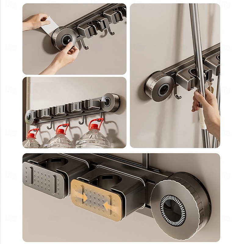 Suction Mop Holder – No-Drill Wall-Mounted Hook for Brooms, Mops, and Cleaning Tools, Bathroom Storage Rack for Doors3