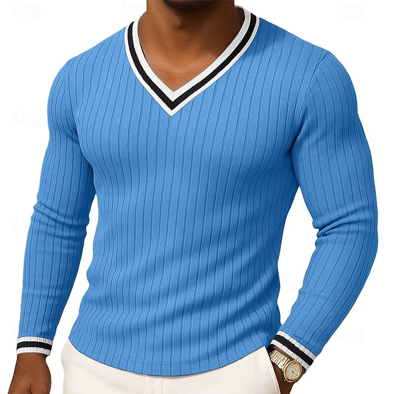 Men's Muscle Shirt Tee Top Long Sleeve V Neck Henley Summer Spring Fall Plain Contemporary Modern Casual Color Block Buttons Basic Home Street Casual Blue Green Purple Top Tee for Men2