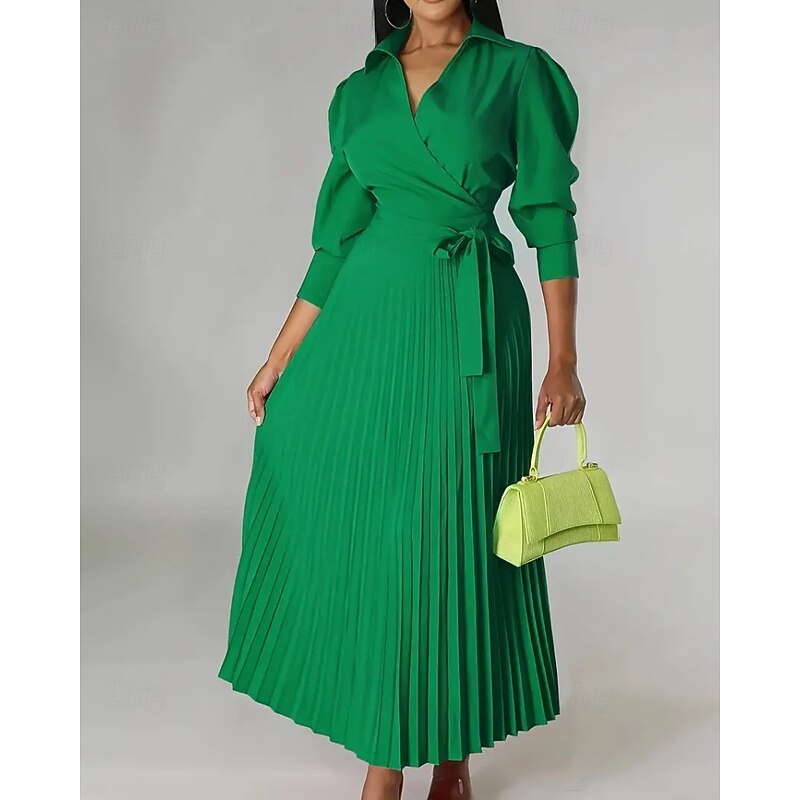 Women's Midi Dress Party Dress Cocktail Dress Satin Dress Slip Dress Elegant Modern Outdoor Party Evening Party Regular Fit Plain Long Sleeve Shirt Collar Blush Pink Black Pink Red Fall Winter4