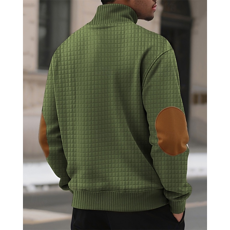 Men's Sweatshirt Black White Army Green Khaki Gray Henley Color Block Jacquard Patchwork Sports & Outdoor Daily Holiday Polyester Streetwear Basic Casual Spring Fall Clothing Apparel Hoodies4