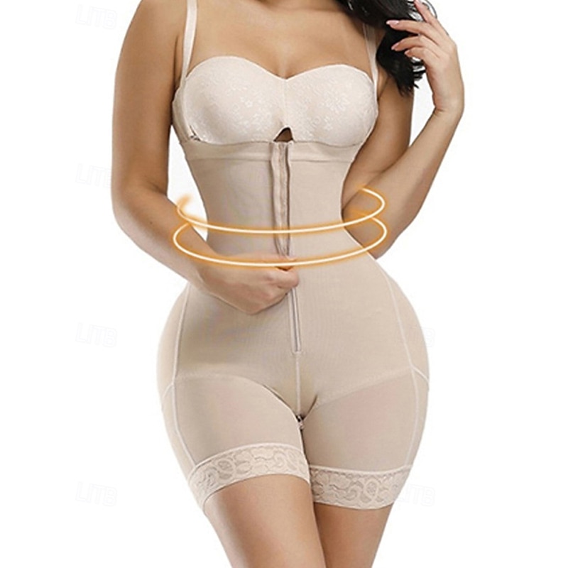 Women's Corset Shapewear Waist Cincher Shapewear Sexy Corset Casual Pure Color Lace Zipper Vacation Home Street Sleeveless Black Beige Spring Fall Tailored Fit4