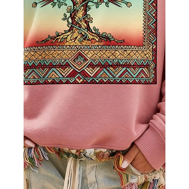 Women's Pullover Sweatshirts Floral Fashion Streetwear Classic Long Sleeve Crew Neck Regular Tops Dailywear Casual Print Pink Spring Fall3