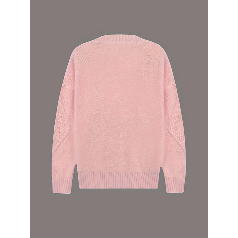 Women's Sweater Cardigan Elegant Fashion Streetwear Pure Color V Neck Buttons Knitted Long Sleeve Regular Tops Knit Outdoor Daily Weekend Pink Red Fall Winter2