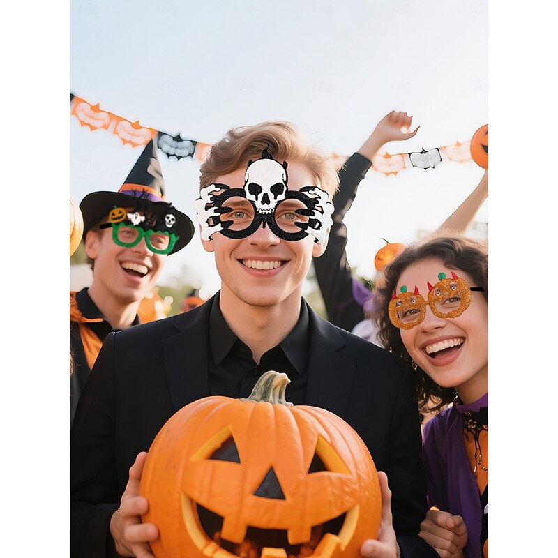 Women's Halloween Party Glasses Headwear - Fun Costume Hair Accessories with Pumpkin, Skull and Bat Designs for Dress-Up and Cosplay - Main Image