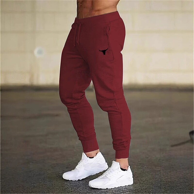 Men's Sweatpants Joggers Trousers Drawstring Pocket Elastic Waist Cow Comfort Sports Outdoor Daily Fashion Casual Black Wine Micro-elastic4