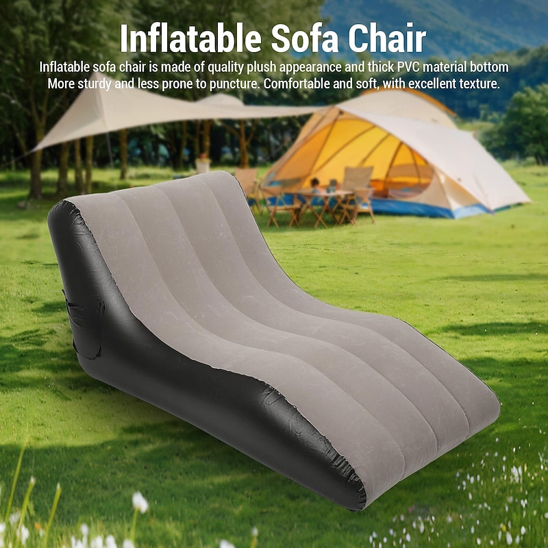 Inflatable Sofa Bed with Built-in Pump - Dual-Use Convertible Sleeper Thick Cushioned Recliner Chair for Indoor/Outdoor Use 330 lbs Weight Capacity No Electricity Needed Mixed Colors
