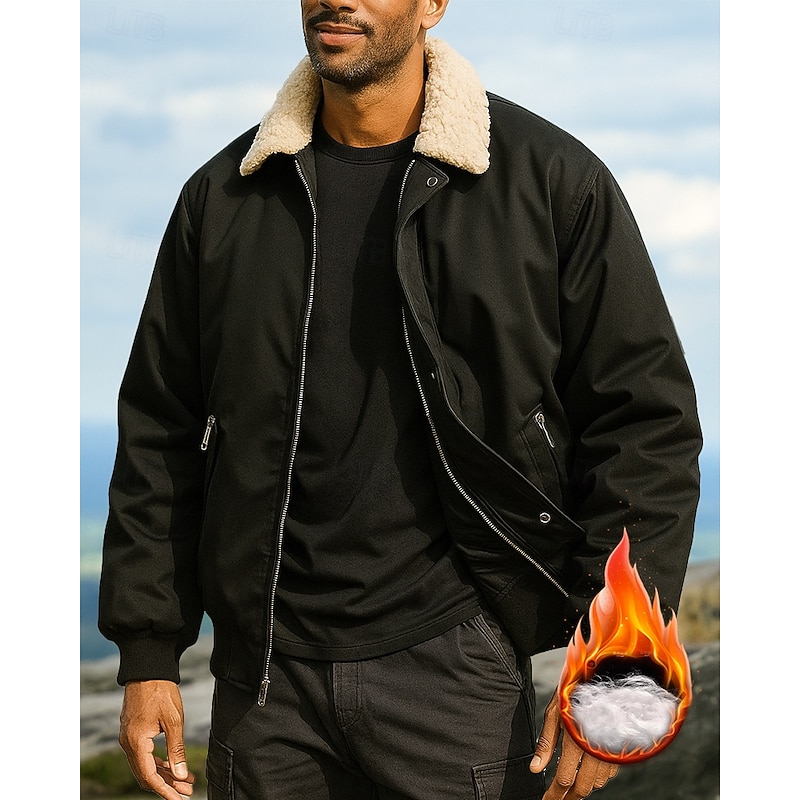 Men's Bomber Jacket waterproof jacket Outdoor Waterproof Windproof Hiking Outfits Hiking Clothes Winter Autumn / Fall Top Fishing Camping / Hiking / Caving Running Solid Color Black White Green