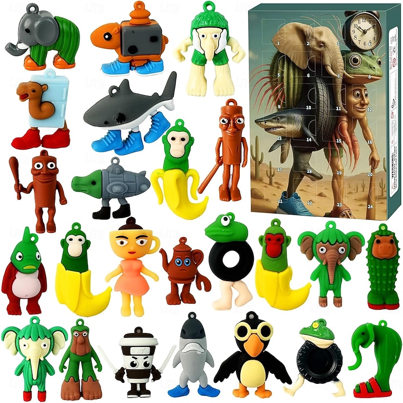 Italian Brainrot Christmas Advent Calendar 2025,Tung Tung Tung Sahur Action Figures Countdown Calendar,Halloween Christmas Gift for Kids Teens Girls and Boys2