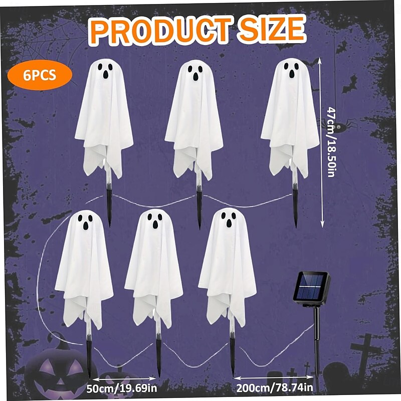 Halloween Decorations Outdoor, Solar Ghost Decor, Waterproof Halloween Solar Lights for Yard, Garden, Pathway, Haunted House2