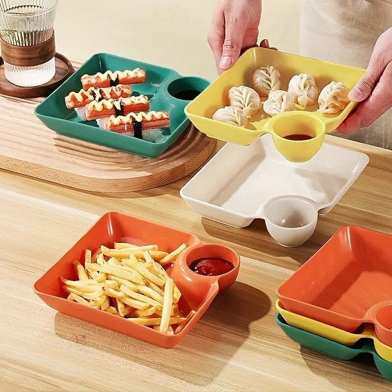 4pcs Plastic Serving Trays – Food Safe, Durable Snack and Appetizer Plates, Multi-Purpose Sushi and Hors d’Oeuvre Trays