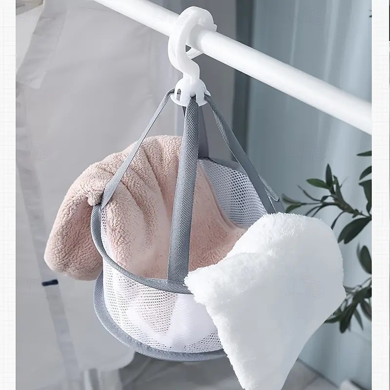 3PCS Polyester Drying Baskets with Makeup Brush Holder, Portable Laundry Bags for Cleaning and Drying Small Items, Multipurpose Storage and Drying Rack Solution4