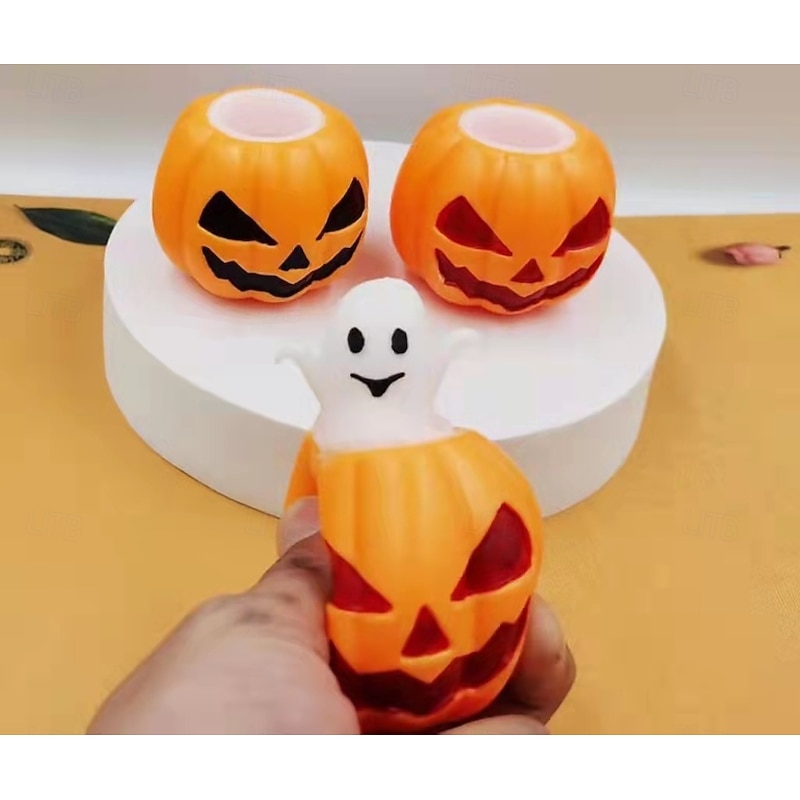 12 PCS Spooky Pumpkin Squeeze Toys - Halloween Fidget Toy for Stress Relief - Cute and Portable Squeeze Toy for Kids and Adults4