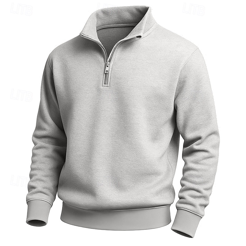 Men's Sweatshirt Pullover Hoodie Sweatshirt Pullover Quarter Zip Sweatshirt Black Pink Navy Blue Purple Green Standing Collar Plain Patchwork Sports & Outdoor Casual Daily Streetwear Cool Sportswear2