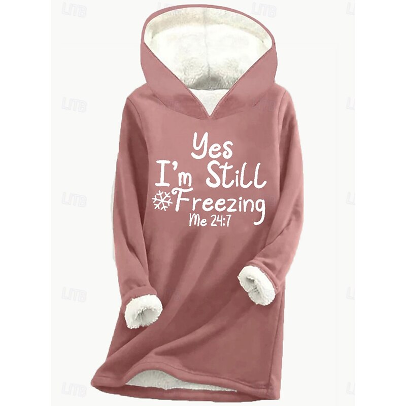 Women's Pullover Hoodie Sweatshirt Letter Warm Casual Fuzzy Long Sleeve Hooded Long Tops Casual Sports Print Pink Blue Gray Fall Winter3