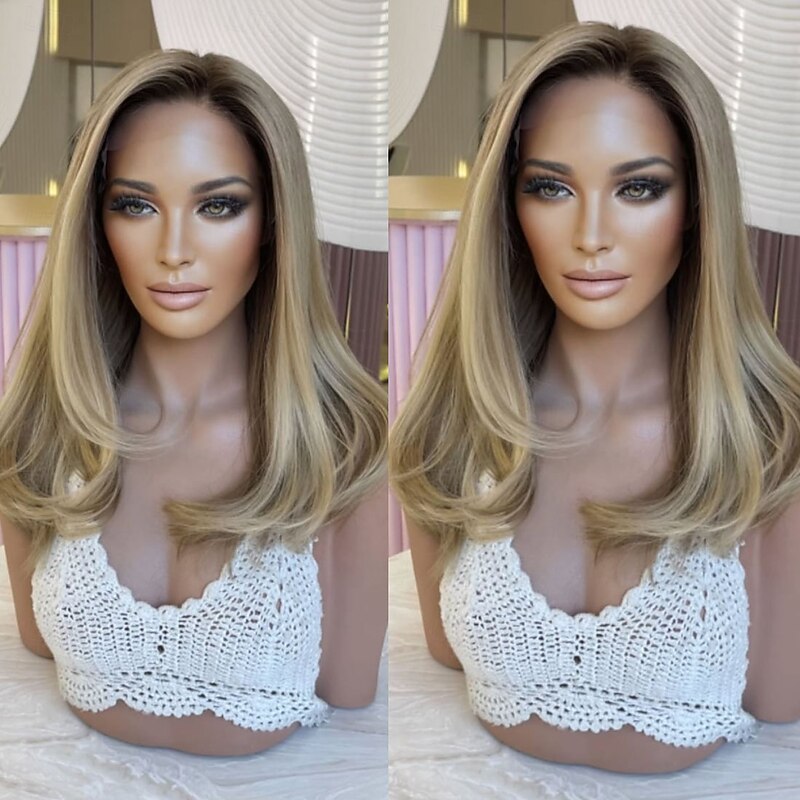 Brazilian Virgin Human Hair Glueless 5x5 Lace Closure Wigs Straight 13x4 Lace Front Wig for Women Ombre Blonde Highlight Human Hair Wig Natural Hairline4