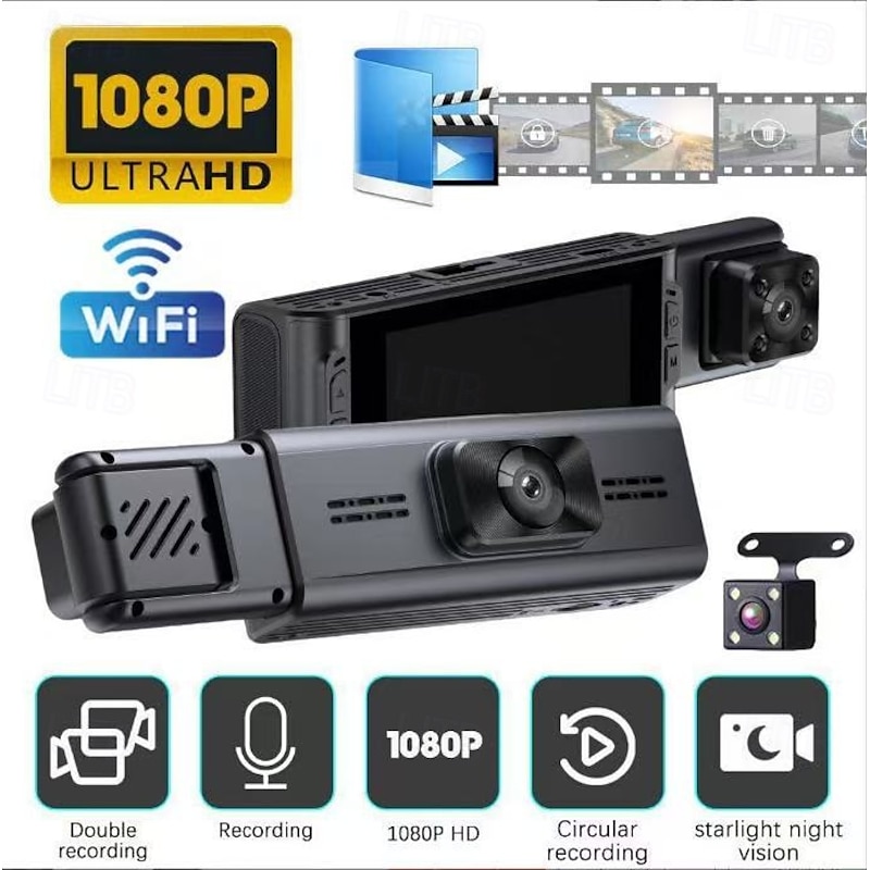 1080p Full HD / Boot automatic recording Car DVR  Wide Angle CMOS 3 inch IPS Dash Cam with WIFI / Loop recording / Fast recording 4 infrared LEDs Car Recorder