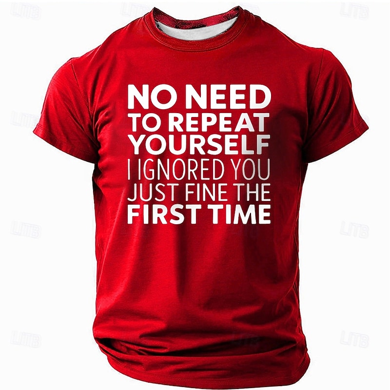 Men's Sarcastic Funny Slang T Shirt Short Sleeve T shirt 3D Print Crew Neck Shirt Fashion Daily Street Daily Black White Red Summer Spring Clothing Apparel S M L XL XXL XXXL