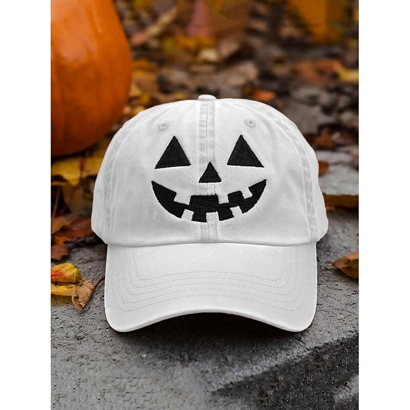 Men's Baseball Cap Sun Hat Trucker Hat Black White 100% Cotton Embroidered Fashion Casual Daily Halloween Party Pumpkin Adjustable Sunscreen Breathable4