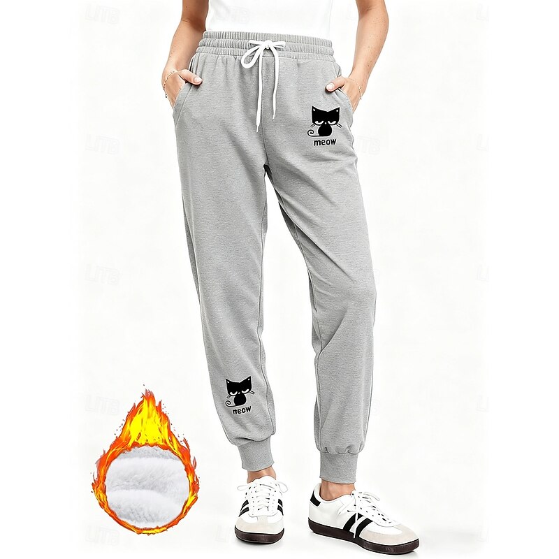 Women's Sweatpants Fleece Pants Joggers Vintage Casual Full Length High Waist Graphic Letter Drawstring High Elasticity Formal Outdoor Vacation Dark Pink Black Pink Red Fall Winter Regular Fit4