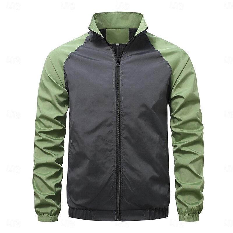 Men's Outdoor Jacket Sport Coat Formal Home Pocket Zip Front Spring Fall Solid Color Color Block Active Neutral Shirt Collar Regular Red Green Khaki Jacket4