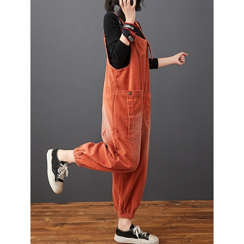 Women's Normal Overall Active Solid Color Sleeveless Harem Pocket Vacation Daily Loose Fit Black Yellow Red Spring3