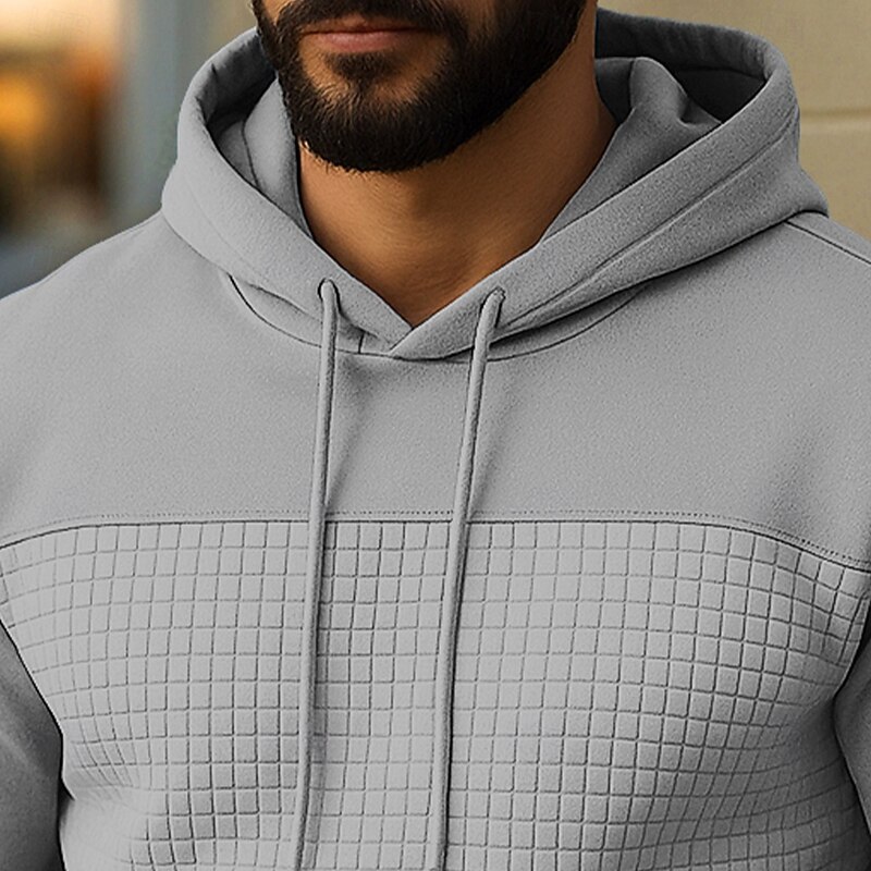 Men's Hoodie Blue Purple Khaki Gray Hooded Color Block Drawstring Patchwork Textured Sports & Outdoor Daily Holiday non-printing Streetwear Basic Casual Spring Fall Clothing Apparel Hoodies3