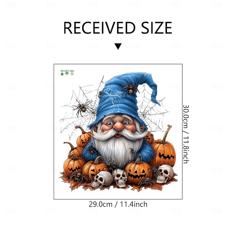 Halloween Gnome Pumpkin Toilet Sticker, Funny Toilet Seat Cover Decal, Spooky Bathroom Wall Decor for Halloween Party3