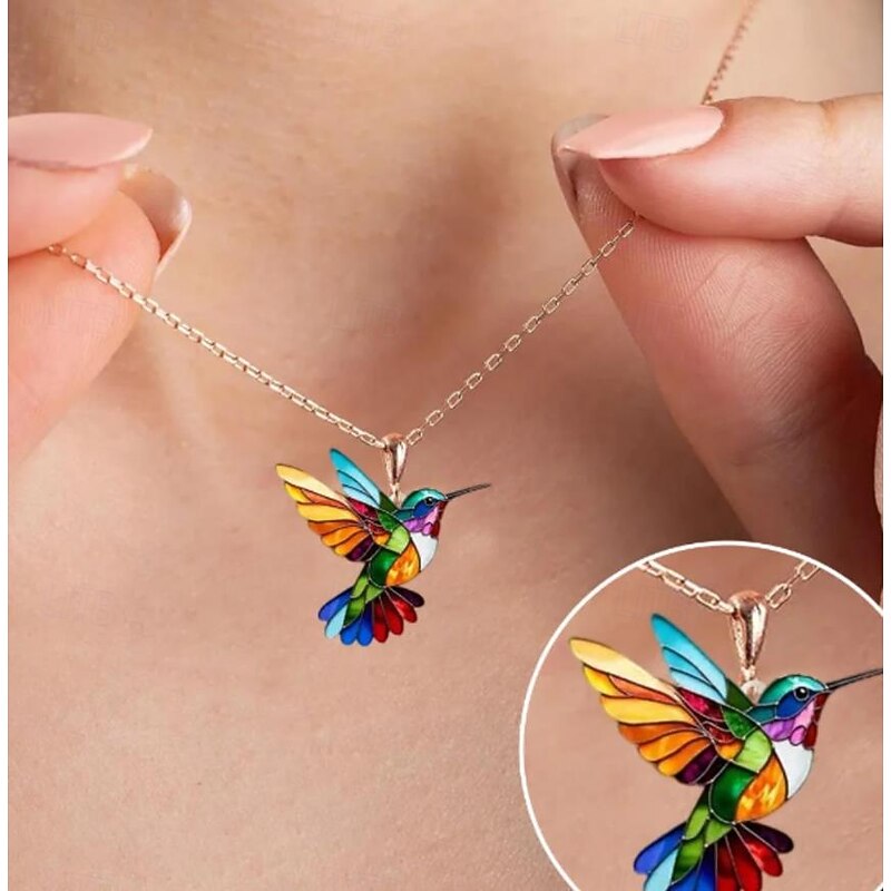 Colorful Hummingbird Earrings, 2D Acrylic Bird Dangle Earrings, Fashion Retro Jewelry for Women, 2024 New Trendy Statement Earrings