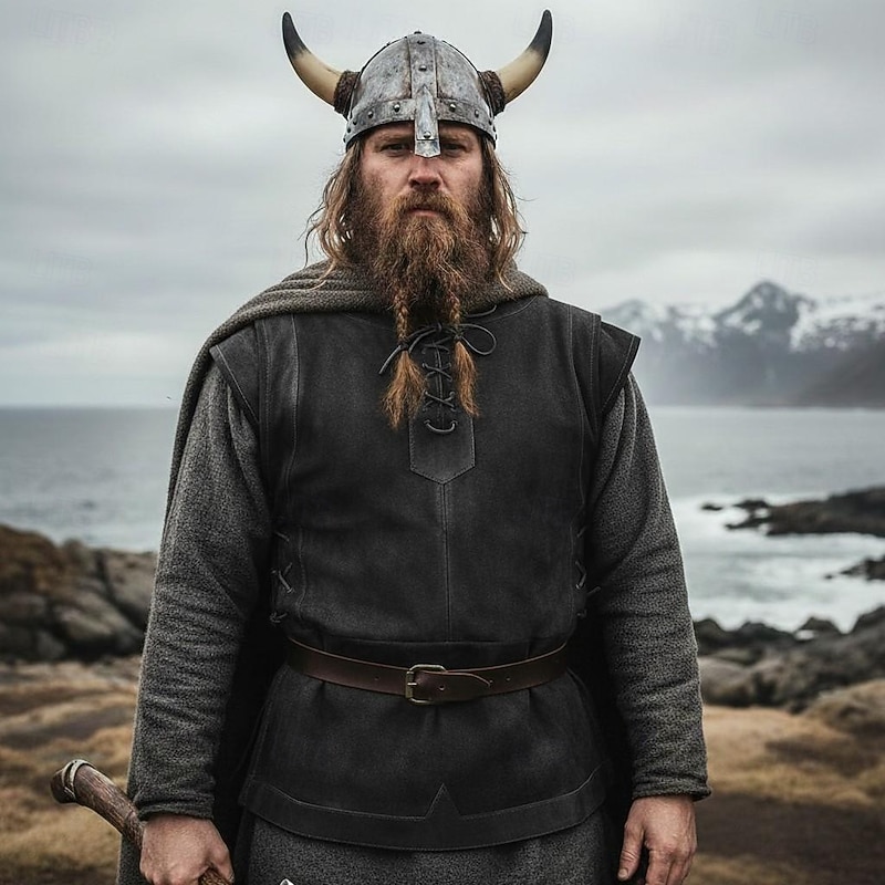 Retro Vintage Medieval Renaissance Vest Warrior Viking Fancy Dress Men's Halloween Carnival Performance LARP Ren Faire Adults' Vest2