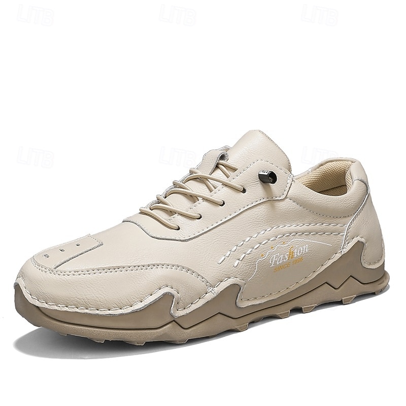 Men's Faux Leather Lace-Up Sneakers Trendy Streetwear Running Shoes – Comfortable Daily Walking and Casual Outfits4