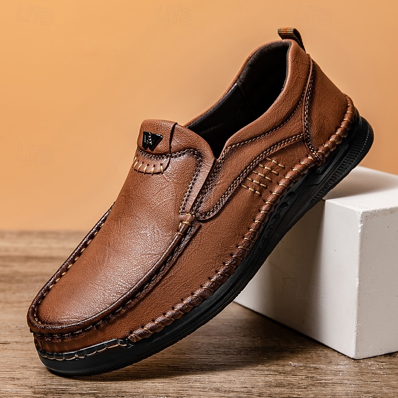 Men's Brown Slip-On Loafers with Sleek Design, Versatile and Easy-to-Wear for Business Casual, Office and Relaxed Outfits