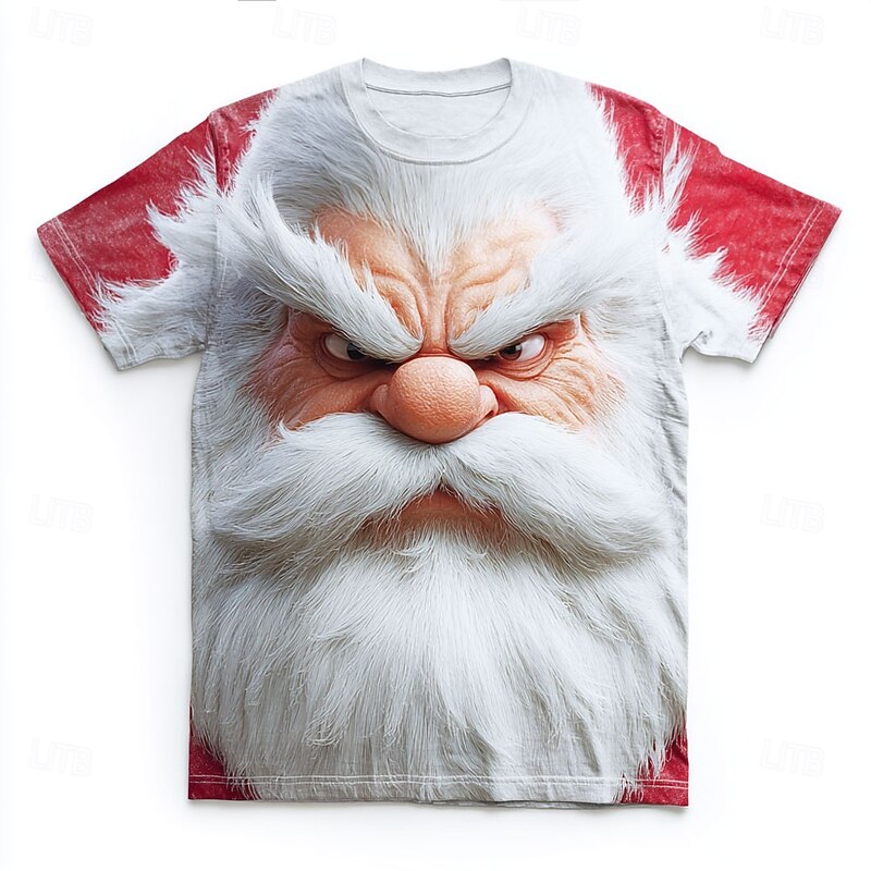 Christmas Men's Santa Claus T Shirt Short Sleeve T shirt 3D Print Crew Neck Shirt Daily Designer Artistic Vacation Party Street Red 3 White Red All Seasons Clothing Apparel S M L XL XXL XXXL4