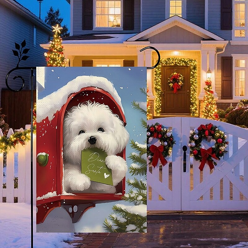 Christmas Garden Flag, Outdoor Winter Yard Decoration Banner with Snowman Design, Holiday Home Porch Flag, Seasonal Lawn Decor for Outdoor Use