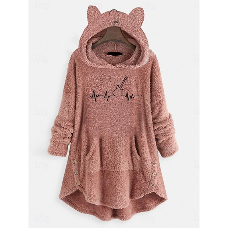 Women's Pullover Hoodie Sweatshirt Graphic Casual Long Sleeve Hooded Long Tops Street Dailywear Casual Pink Wine Gray Fall Winter3