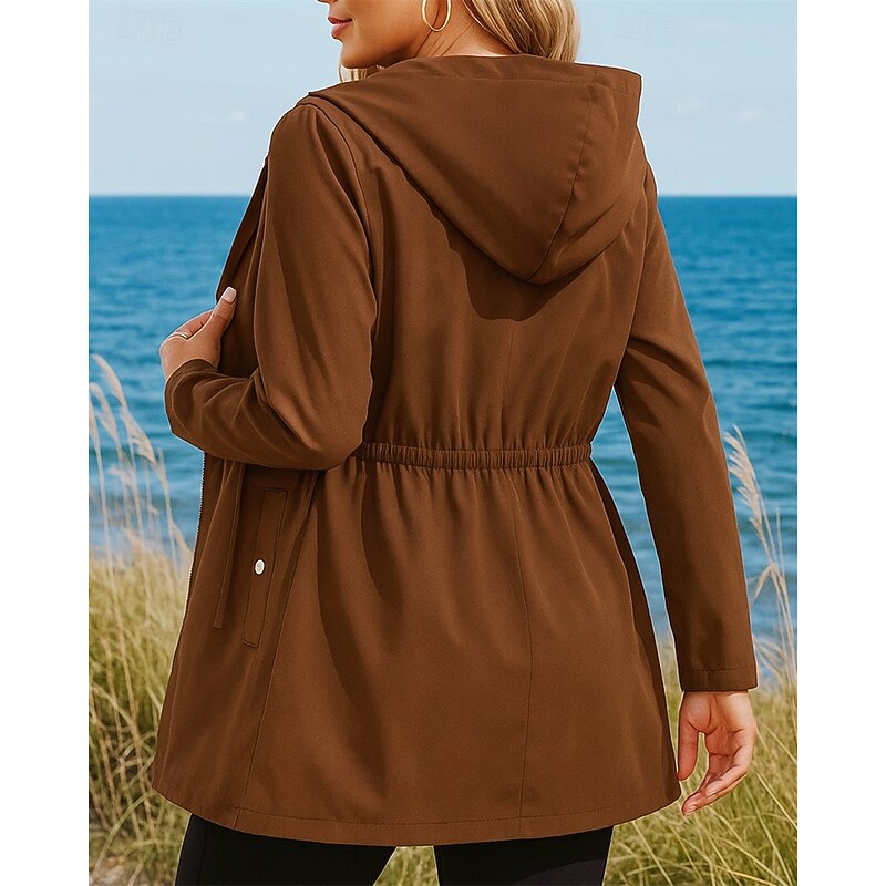 Women's Hiking Jacket Lightweight Jacket Outdoor Thermal Hiking Outfits Hiking Clothes Autumn / Fall Top Camping / Hiking / Caving Running Solid Color Khaki Coffee2