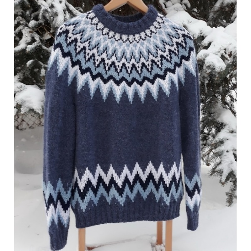 Women's Fair Isle Sweater Pullover Elegant Vintage Streetwear Geometric Ribbed Crew Neck Floral Long Sleeve Regular Tops Knit School Outdoor Home Black Red Spring Fall2