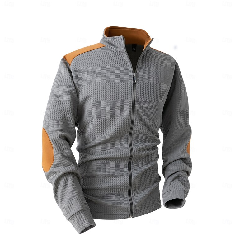 Men's Lightweight Jacket Outdoor Jacket Shirt Jacket Formal Home Pocket Spring Fall Winter Color Block Jacquard Active Vintage Shirt Collar Regular Black White Royal Blue Khaki Gray Jacket4