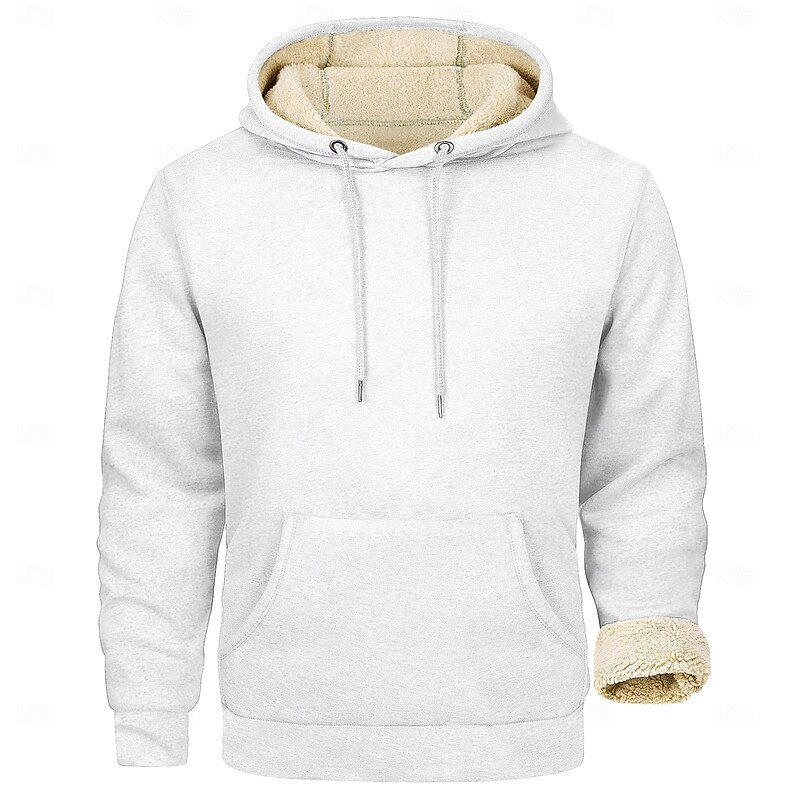 Men's Hoodie Pullover Hoodie Sweatshirt Fleece Hoodie Fleece lined Hoodie Apricot Black White Army Green Red Hooded Plain Pocket Kangaroo Pocket Sports & Outdoor Casual Daily Fleece Polyester2
