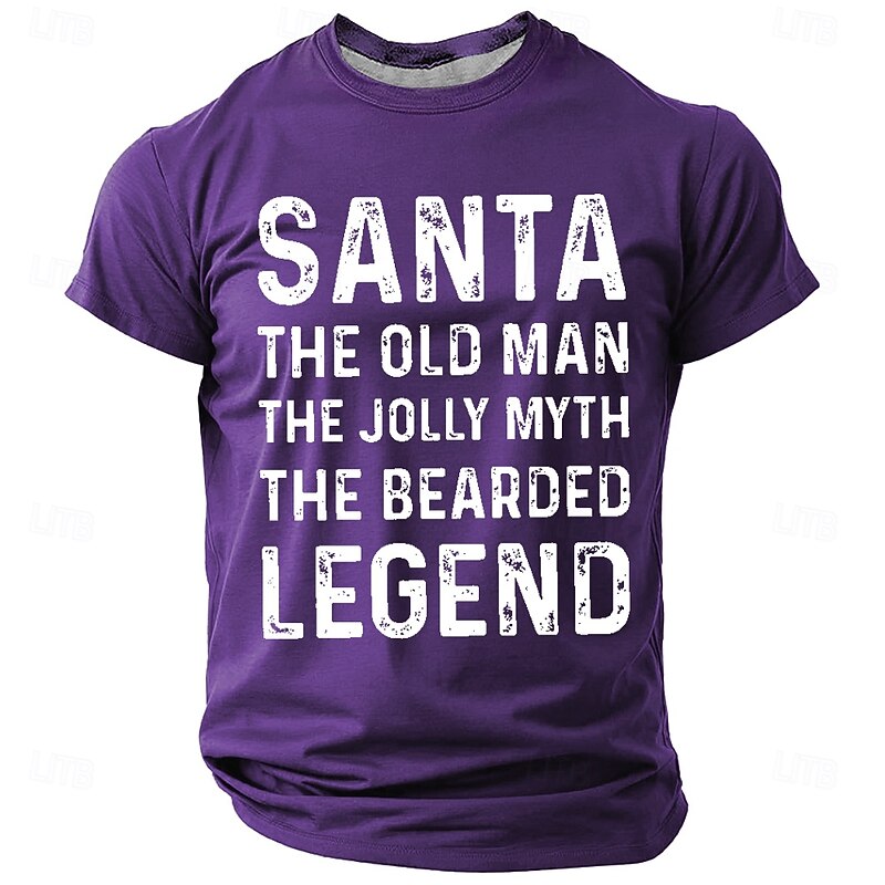 Men's T Shirt Santa Claus Funny Crew Neck Clothing Apparel 3D Print Outdoor Christmas Gifts Party Short Sleeve Cool Daily3