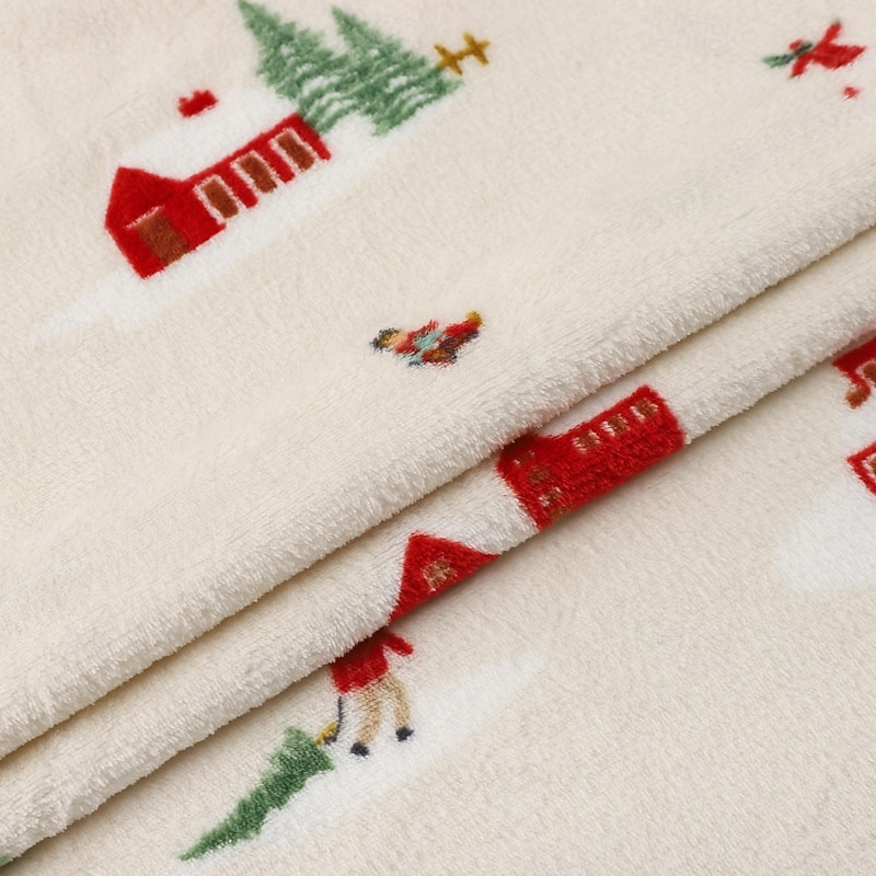 Flannel Throw Blanket, Thickened Christmas Print Warm Air Conditioning Blanket, Cozy Nap Blanket Gift with Gift Box4