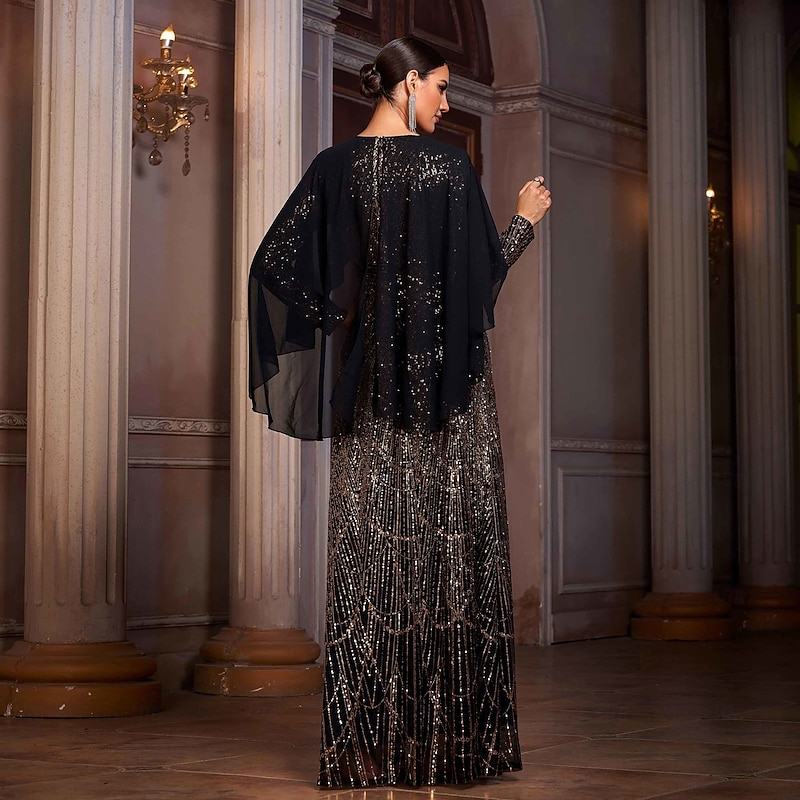 A-Line Evening Gown Elegant Formal Dress Formal Wedding Floor Length Sleeveless Crew Neck Sequined with Ruched Sequin Slit 20253