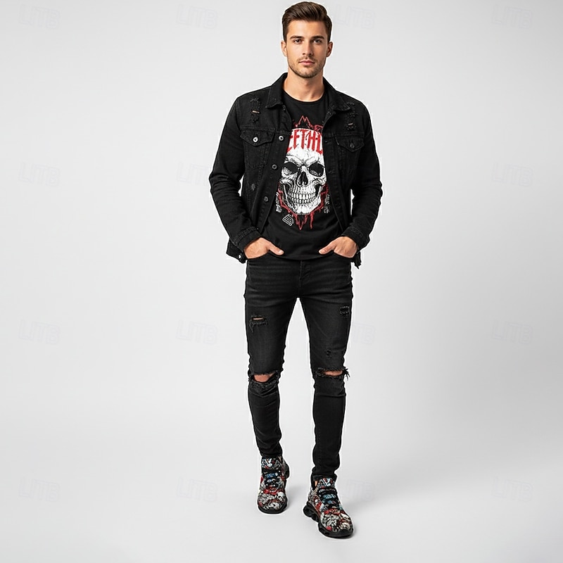 Men's Halloween Skull Print Running Sneakers – Spooky Horror Graphic Athletic Shoes for Party, Costume Events and Festival Streetwear3