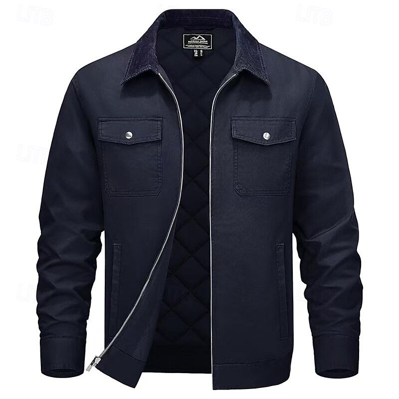 Men's Cargo Jacket Casual Jacket Vacation Daily Warm Pocket Spring Fall Plain Fashion Classic Lapel Regular Black Navy Blue Brown Green Khaki Jacket4