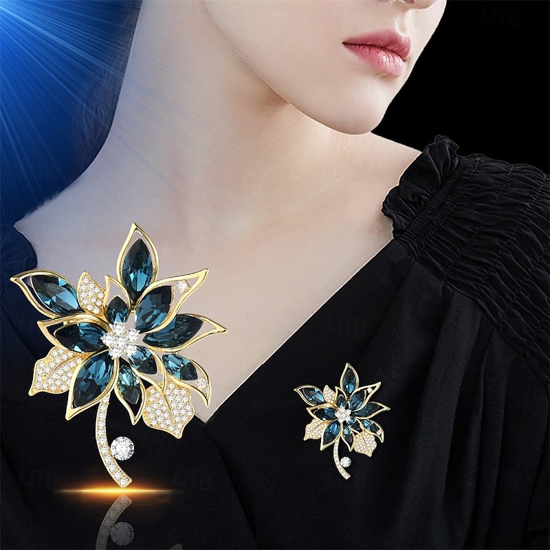 Brooches Classic Retro Flower Elegant Fashion Personalized Simple Brooch Jewelry Blue For Wedding Party Gift Engagement Prom Festival2