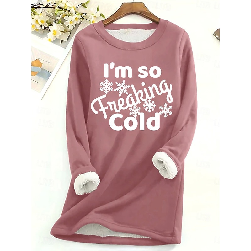 Women's Pullover Sweatshirt Graphic Letter Warm Casual Fuzzy Long Sleeve Crew Neck Round Neck Long Tops Street Casual Black Pink Blue Spring Fall Winter